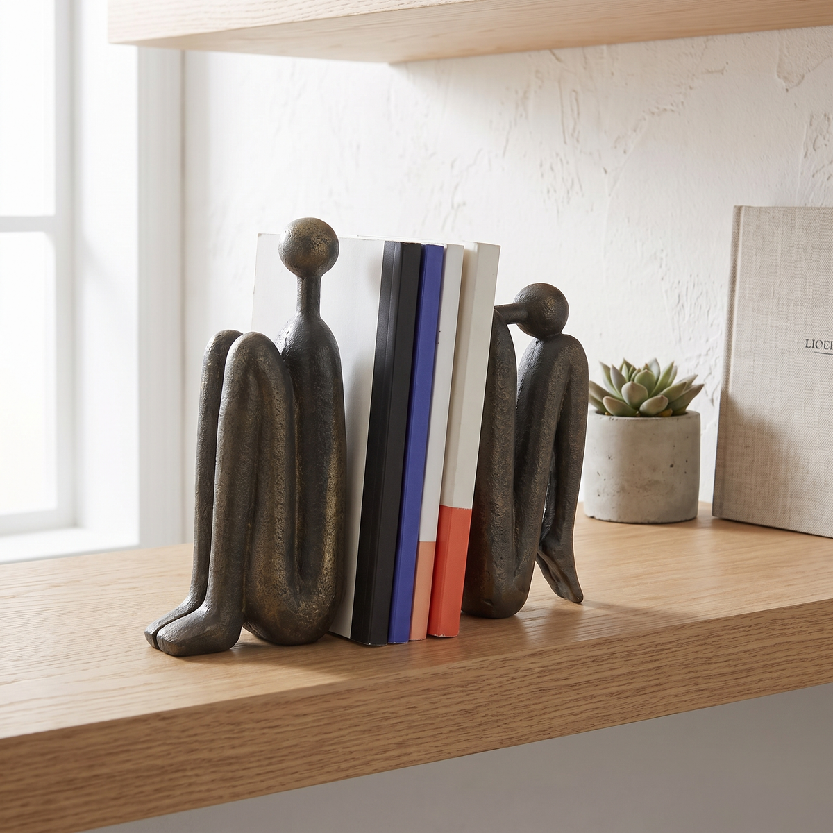 Vanderon | Serre-livres sculpturaux modernes en résine géométrique, lot