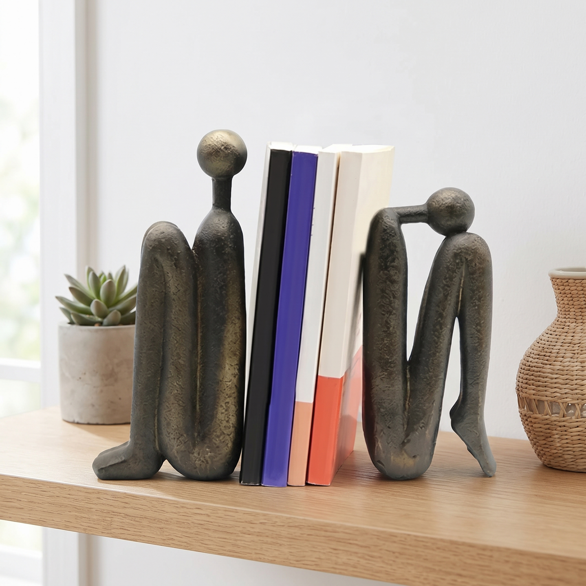 Vanderon | Serre-livres sculpturaux modernes en résine géométrique, lot